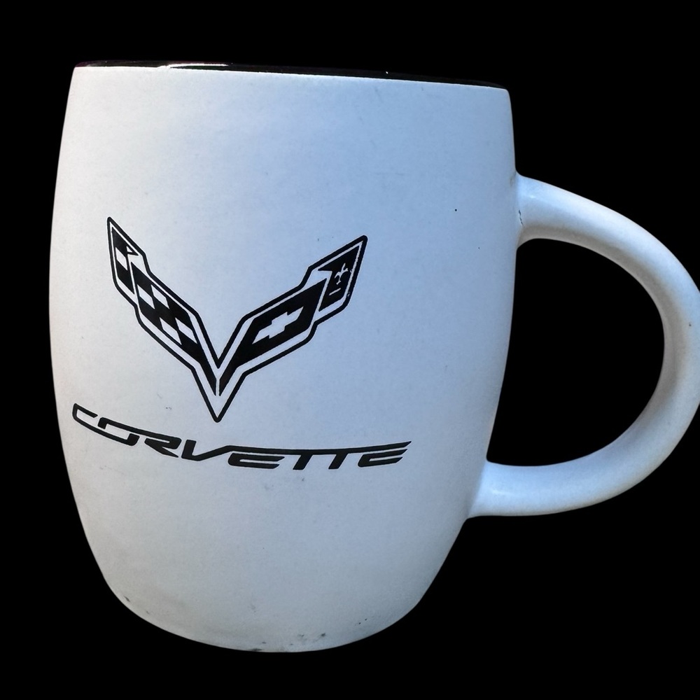 Corvette Collectible coffee mug w/logo and Matt White Outside/Black inside